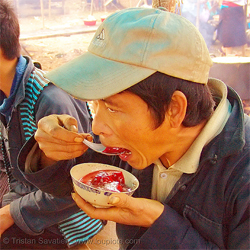 Raw blood soup (tiết canh)